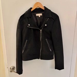 Philosophy Black Suede Cropped Biker Jacket